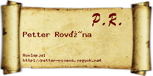Petter Rovéna névjegykártya